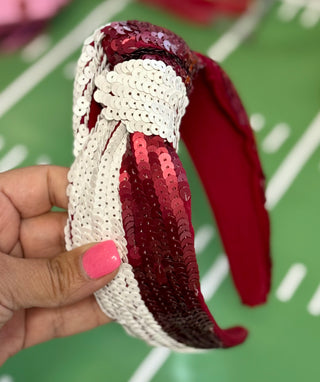 Maroon/White Headband
