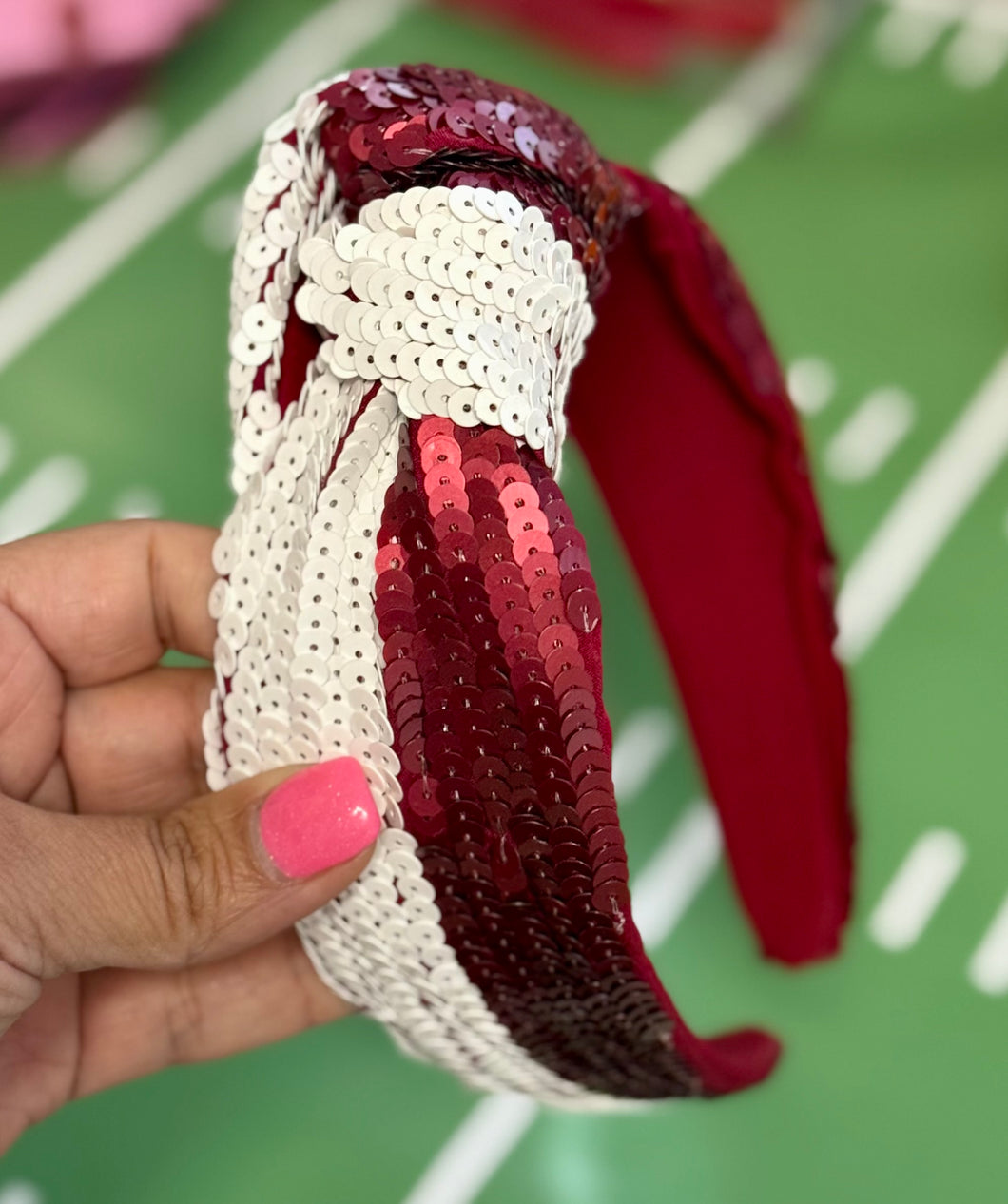 Maroon/White Headband