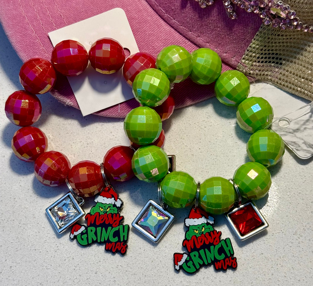 Large Beaded Merry Grinchmas