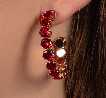 Red Hoop Earrings