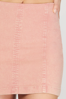 She+Sky Pink Perfection blush pink denim mini skirt with seam detailing