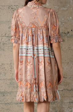 Western Scarf Print Babydoll Dress