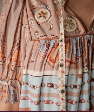Western Scarf Print Babydoll Dress