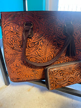 Load image into Gallery viewer, Tooled Vegan Leather Handbag w/Wallet
