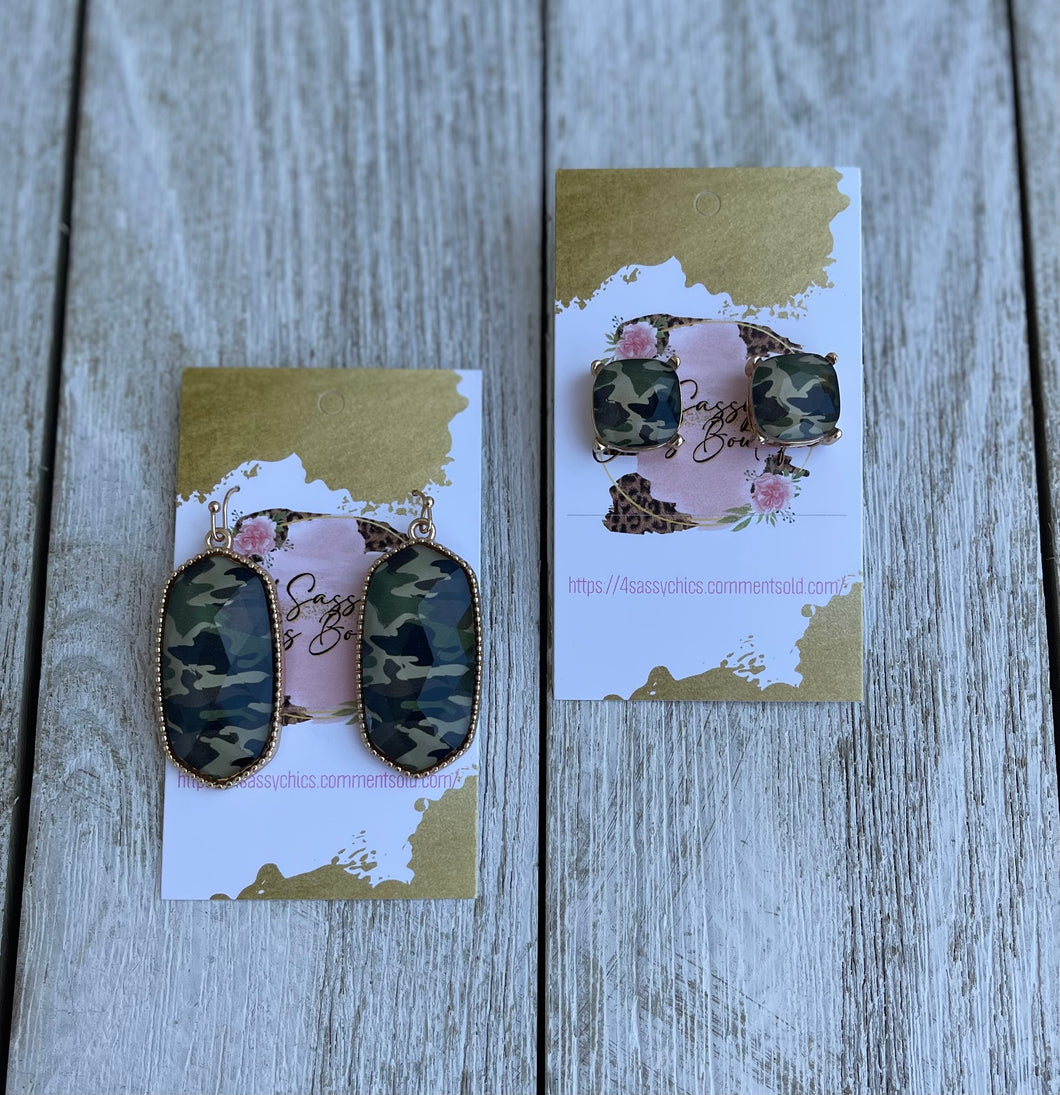To Be Extra Or Simple Camo Earrings
